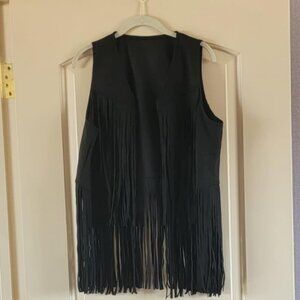 Chic Western/Boho Black Fringe Vest